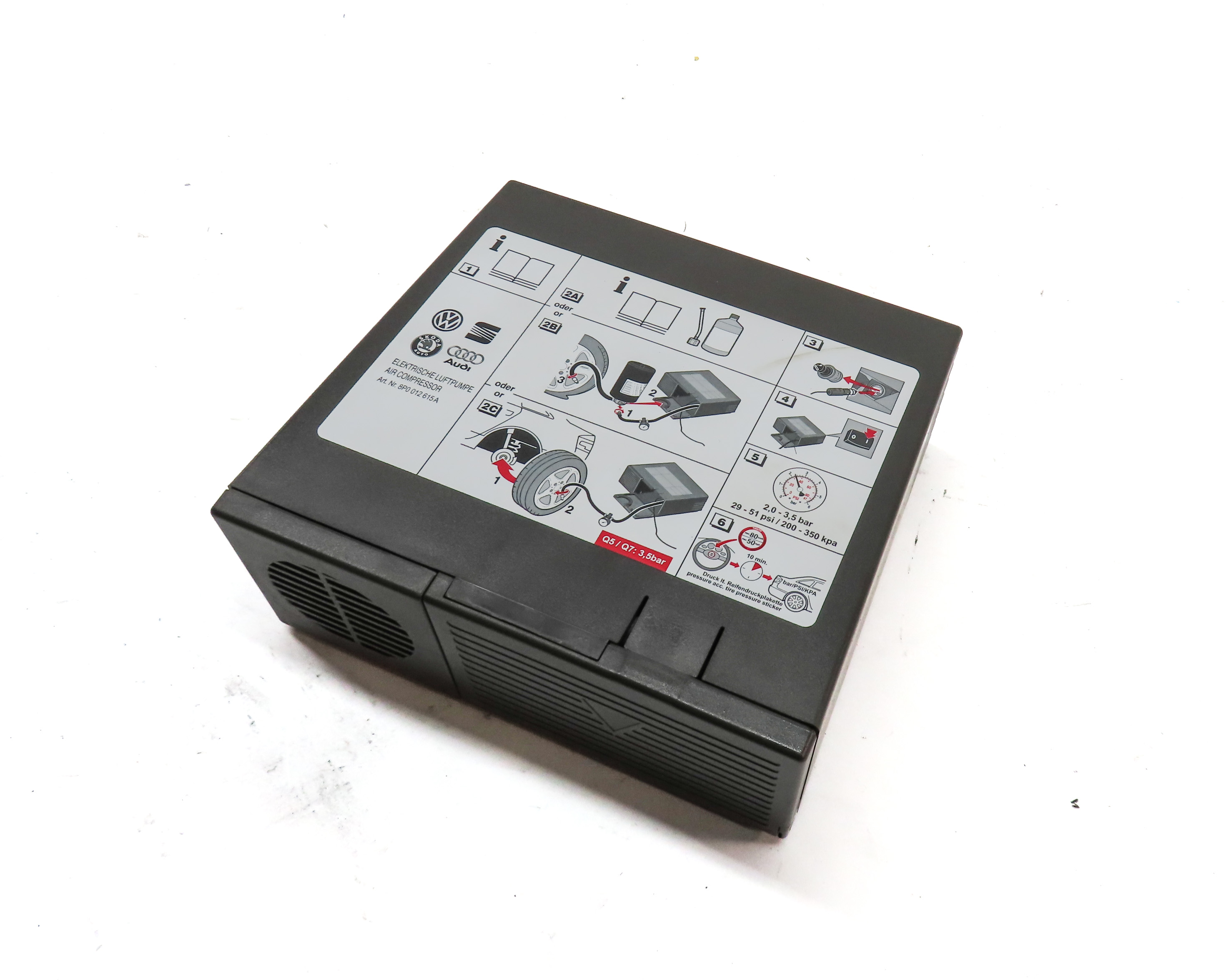 2015 AUDI SQ5 (B8 8R) EMERGENCY ROADSIDE TIRE AIR COMPRESSOR PUMP — exact item pictured